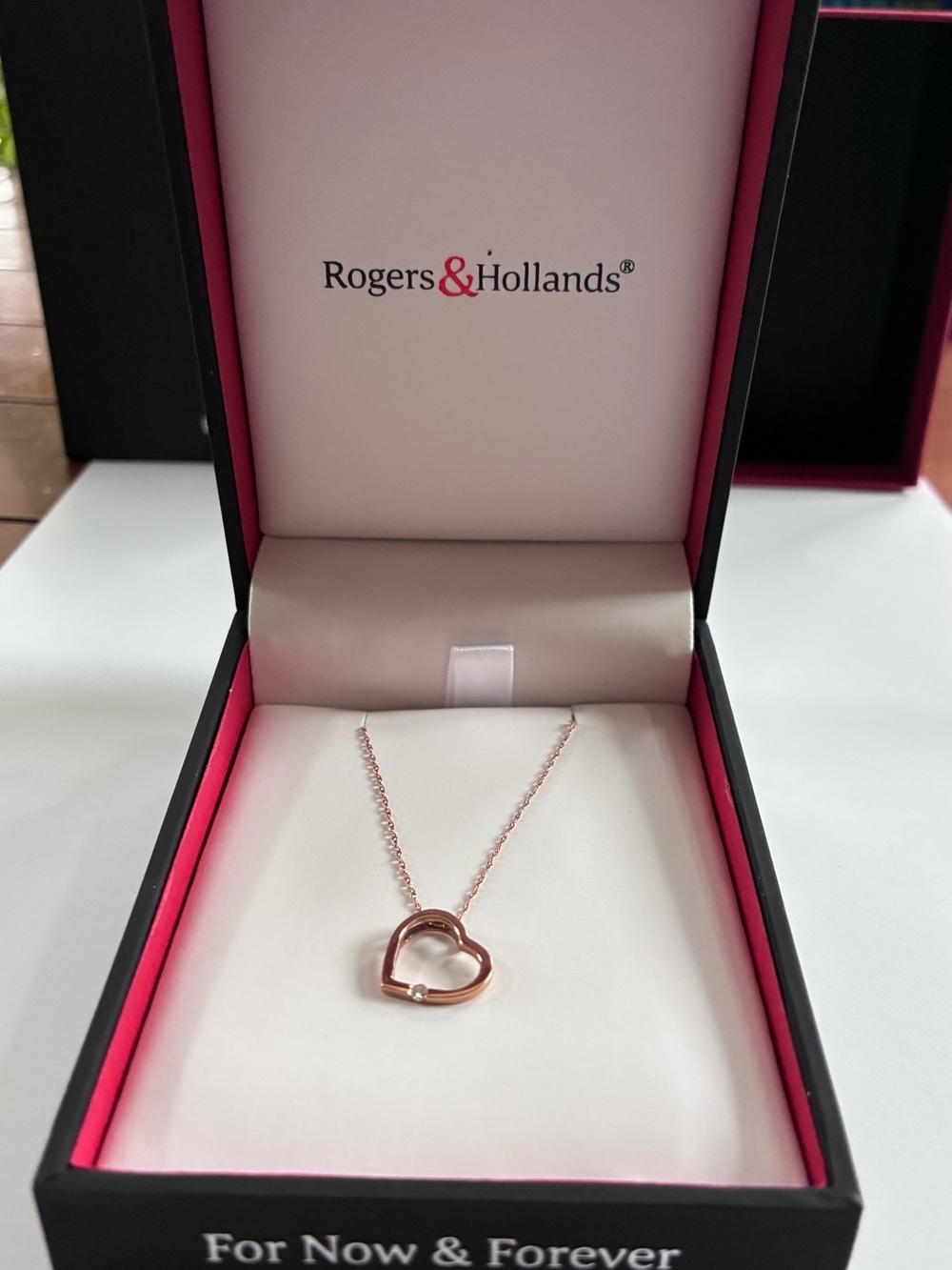 Rose Gold Heart Pendant Necklace - Pink